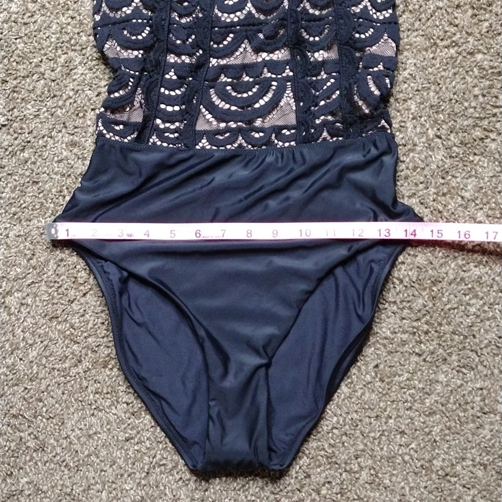 NWT PQ Mid High Neck Lace One Piece Swimsuit - Picture 6 of 15